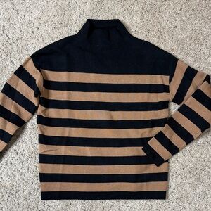 Nicole Miller Black and Brown Striped Turtleneck Sweater XS